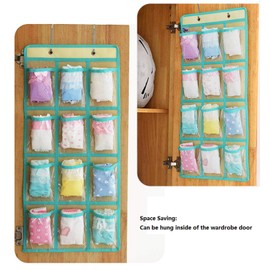 NIMES Hanging Closet Underwear Sock Jewelry Storage Over The Door Classroom Cell Phone Calculator Organizer 12 Clear Pockets (Beige)