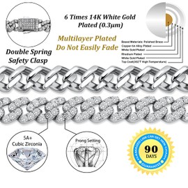 TOPGRILLZ 8mm Cuban Link Anklets Bracelet for Women 6 Times 14K Gold Plated Fashion Foot Jewelry Gift(Silver, 11)