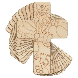 10x Wooden Christian Cross with a Harvest Design Craft Shape 3mm Plywood(5 x 3.5cm,Hole Top Centre)