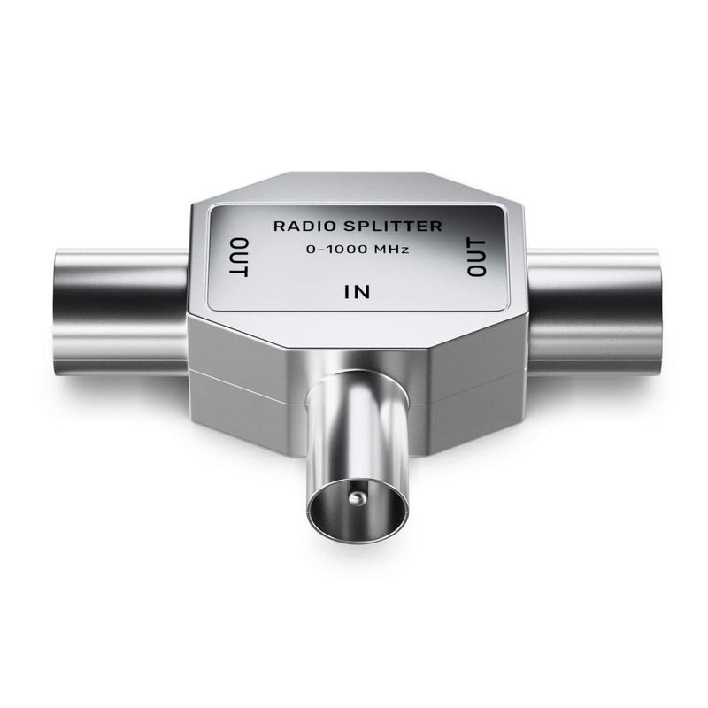 deleyCON Antenna Splitter T-Coupling Dual Device Splitter for Radio T-Adapter