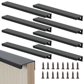 Heveer Black Furniture Handles 300 mm Hidden Cabinet Handles Kitchen Handles with Screws for Wardrobe Door Drawers Pack of 8