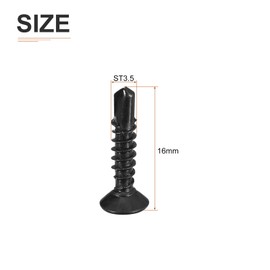 DTGN 25Pcs ST3.5x16mm Self Drilling Screws, 410 Stainless Steel Flat Head Phillips Sheet Metal Screw - Good for Wood to Metal, Furniture - Black