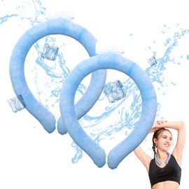 Neck Cooling Tube, Reusable Ice Neck Cooler Wrap, Wearable Cooling Band for Indoor and Outdoor Use, Heat Relief in Hot Weather (Pack of 2) (Blue)
