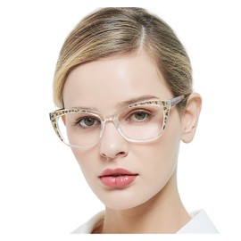OCCI CHIARI Oversized Reading Glasses 3.5 Blue Light Blocking Cat Eye Readers for Women 1.0 1.5 2.0 2.5 3.0 3.5 4.0 5.0 6.0 (Transparent,3.5)