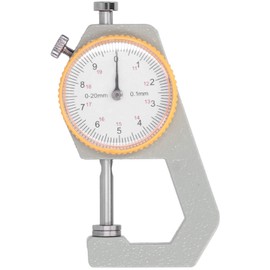 Portable Flat Head Thickness Gauge, Flat Head Thickness Tester Dial, Steel Material Thickness Tester Between 0‑10mm or 0‑20mm for Leather Cloth Measuring Accuracy (0-20mm