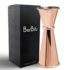BarBits Copper Jigger Measure - 25ml & 50ml Double Sided Spirit Thimble Measure Cocktail Mixing - Gift Boxed