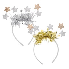 TOVINANNA 2pcs Glitter Star Headbands Dual Color Stylish Holiday Hairbands for Year Party and Festive Events and Fashionable Headpieces for Women
