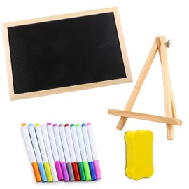 DUGEGAYL Chalkboard with Wooden Frame Sets, Small Blackboard Wooden Signs, Slate Board for Writing on Wooden Chalk Board
