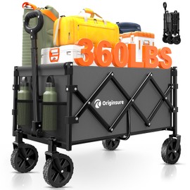 Originsure Originsure Collapsible Wagon Cart Foldable - Portable Heavy Duty Folding Beach Wagons with Wheels - Outdoor Utility Carts for Groceries, Shopping, Camping, Sports, Garden with Large Capacity - Grey