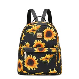 Sunflower Mini Backpack Purse Black, Adorable Lightweight Flower Floral Girls Teens Small Backpack Purse for Women, Cute Backpack Purse Kawaii School Travel Shoulder Purse Bag