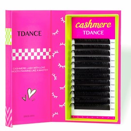 TDANCE Cashmere Lash Extensions Super Matte Black Volume Lash Extension C CC D DD B J L Curl 0.03-0.2mm Thickness Classic Lash Extensions Eyelash Extensions Professional Salon Use(0.07-DD,14-19mm)