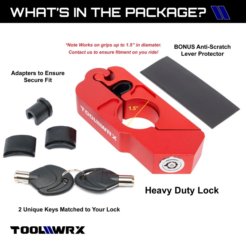 ToolWRX Motorcycle Lock Heavy Duty Anti Theft for Scooter &