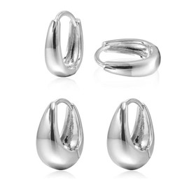Krstudent Gold Hoop Earrings Pack 18K White Gold Plated Small Hypoallergenic Hoop Huggie Earrings Set for Women Girls