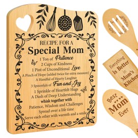 Aremdys Mothers Day Gifts for Mom,Mom Birthday Gifts from Daughter Son Bamboo Cutting Board Set Best Mom Ever Gift Ideas for Mother in Law