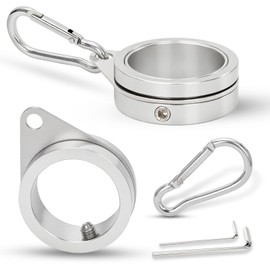 BONWIN Flag Pole Rings, 1" Spinning Flagpole Ring Clips, 2 Pcs Aluminum Alloy & Steel 360° Rotating Anti Wrap Flag Mounting Rings with Snap Carabiners for 0.75-1.02 Inch Diamete Flagpole (Φ1, Silver)