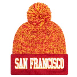 YANGUMGUAN San Francisco Hat Toque Beanie for Men and Women New Warm Knit Hats Winter Beenie Watch Cap with Pom for Football Fans