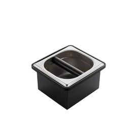 Coffee Knock Box, Stainless Steel Dump Bin Espresso Knock Box for Coffee Grounds with Removable Non-Slip Base Shock-Absorbent for Knocking Portafilter Filter Grinds (S)