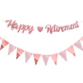 Retirement Decorations Kit,Happy Retirement Letter Banner with Bunting Flags Retired Congrats Retirement Party Decorations Supplies Ideal for Retired Men Women