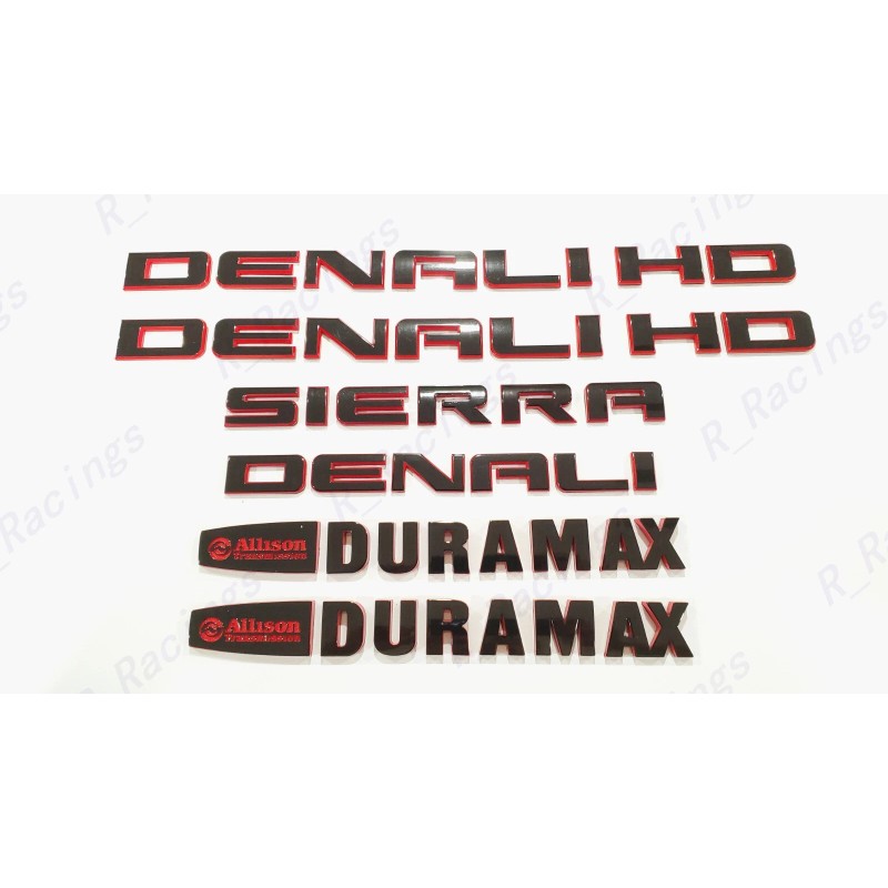 Auto 6PCS 11-19 Gloss Black Red GMC Sierra Denali Duramax