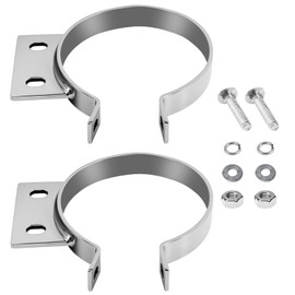 5" Exhaust Stack Mounting Bracket Kit - Compatible with Peterbilt 379 & 359 (1987-1993),Replace#10294,2pcs Chrome Clamp & Adjustment Bolt Included - Silver