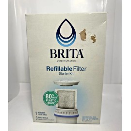 BRITA Refillable Filter Starter Kit 1 Reusable Shell 3 Filter Refills