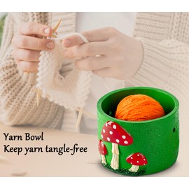 Mushroom Yarn Bowl for Crocheting Green Crochet Bowls for Yarn Red Docor Crochet Bowl Knitting Bowl
