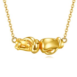 YFN Boxing Chain Sterling Silver Boxing Glove Pendant Necklace Boxing Jewellery for Women Boxing Gifts for Women, Sterling Silver, No Gemstone