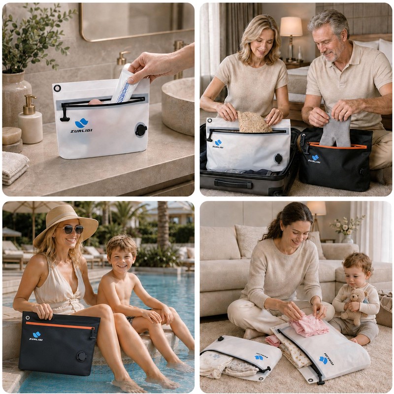 Zurligi Travel Vacuum Bags Kit with Pump, 6-Pack for Clothing