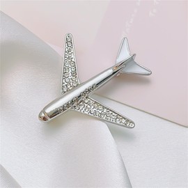 Airplane Brooch Pins Creative Enamel Red Blue Miniature Aircraft Plane Small Lapel Pin for Women Men Flight Attendant Aviator Pilot Traveller Holiday Party Dress Suit Hat Bag Jewelry Accessories (Silver)