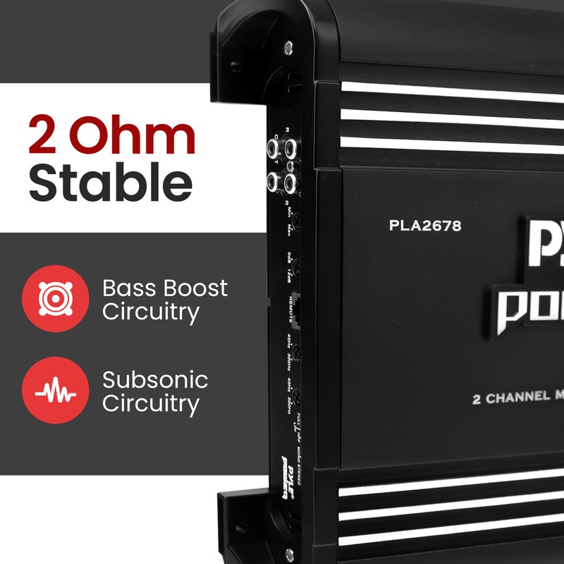 Pyle 2 Channel Car Stereo Amplifier - 4000W Dual Channel