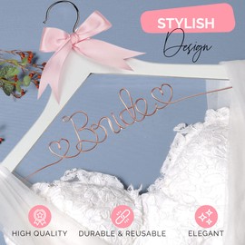 Bride to Be Wedding Dress Hanger, Bride Hanger for Wedding Dress, Wooden Wedding Hanger, Bridal Hanger, Bridal Hangers for Wedding Dress, Gown or Bridal Shower! (White Wood Rose Gold Wire)