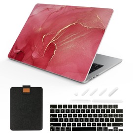 SanMuFly Compatible with MacBook Air 13.6 inch Case 2022 Release Model: A2681 M2 Chip, Printed Pattern Plastic Matte Hard Shell & Laptop Sleeve & Keyboard Cover for Mac Air 13.6, Marble 15