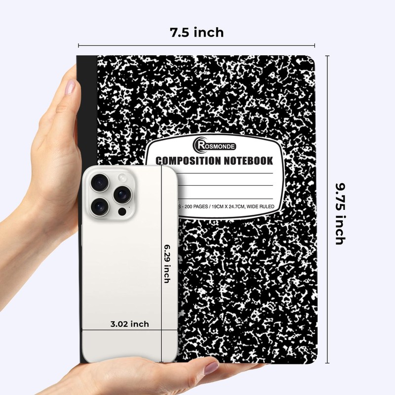 Rosmonde Composition Notebook Wide Ruled 5 Pack, 200 Pages (100