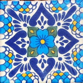 Escanver Azulejo Mosaico Decorado Talavera Caja 90 Pzs 10x10cm 1m2