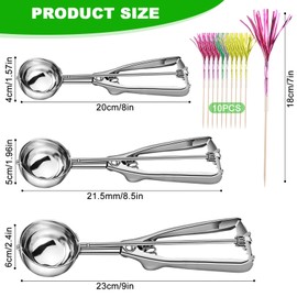 3 Pcs Ice Cream Scoop with Trigger, Mash Potato Scoop, Potato Scoop, Cupcake Scoop 304 Stainless Steel Ice Cream Scoop for Melon, Muffin, Sorbet, Cupcake, Meatball, and Cookie Dough Scoop