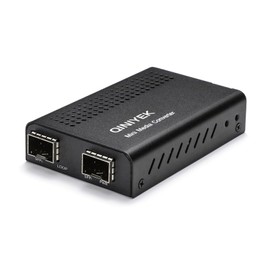 QINIYEK 10 Gigabit Ethernet SFP+ to SFP+ Fiber Media Converter - 2 x Open SFP+ Slots, SFP+ Media Converter- Supports 10GB SFP+ Fiber and Copper Modules, DC 5~12V, Power Adapter Included