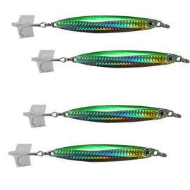 4pcs Green Silver 3.5oz Colt Sniper jigs 100g coltsniper jig with a 3561D-DT MUSTAD 3X Strong Forge High Carbon Steel Treble Hook