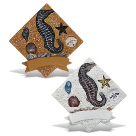 CoTa Global Sand Square Seahorse Refrigerator Nautical Magnets Set of 2 - Resin Beach Design Magnet, Fun and Cute Ocean Magnets for Kitchen Fridge, Locker, Home Decor and Office Decor Novelty - 2 Pack