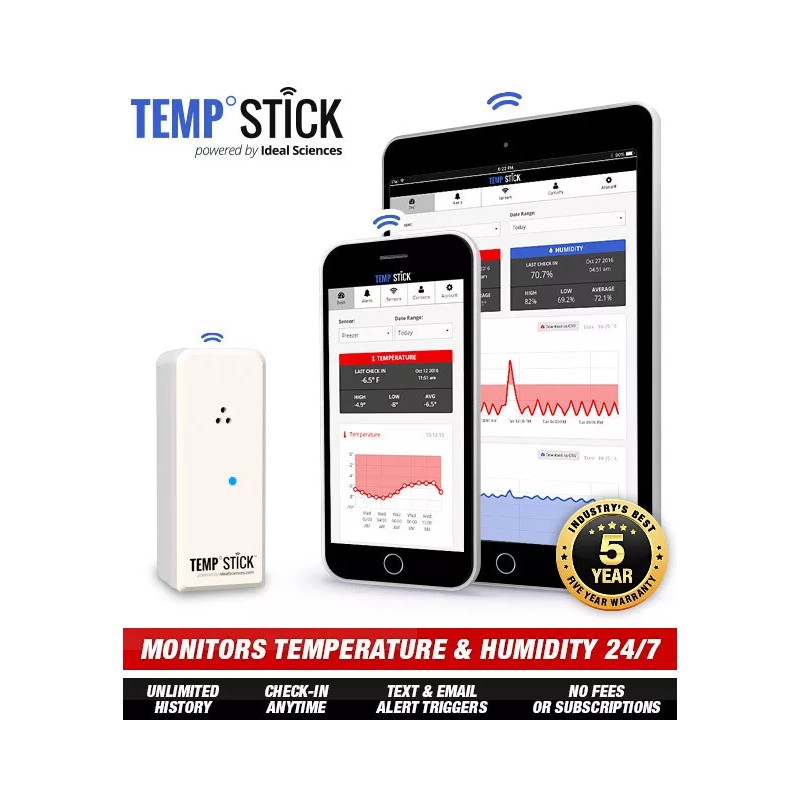 Ideal Sciences Temp Stick WiFi Temperature & Humidity Sensor 24/7