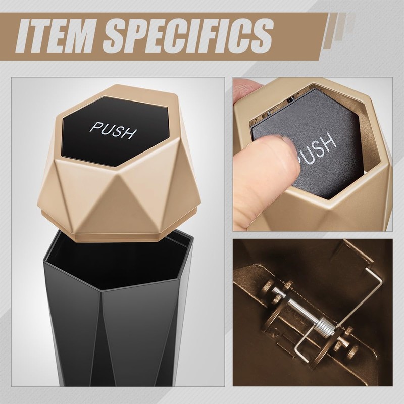 Auto Dynasty Diamond Design Leakproof Car Trash Garbage Can Cup