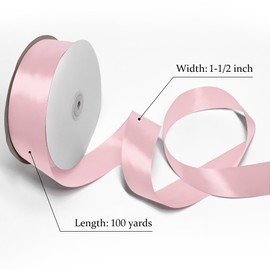Gliberli Light Pink Satin Ribbon 1-1/2 inch X 100 Yards Fabric Large Ribbons for Gift Wrapping Bows Bouquet Sewing Craft Home Decor Hair Floral