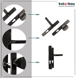 KOTARBAU® Door Handle Set 92 mm Long Plate Black Profile Cylinder for Doors Gates Gates