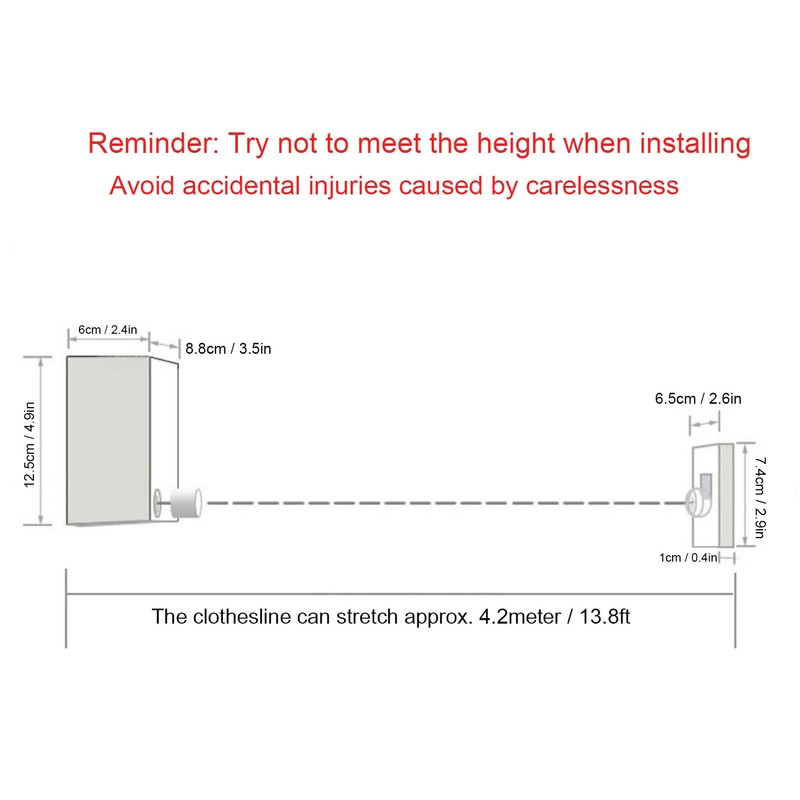 Jenngaoo Retractable Clothes Line, 13.8 Feet Adjustable Stainless Steel Rope