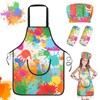 Ainiv Kinderschürze Kochmütze und Rmel Set, Einstellbar Bastelschürze mit Big