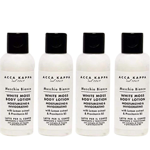 White Moss Body Lotion Travel Bottles Set of 4 - These products are NOT made in Italy or by Acca Kappa.