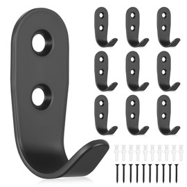 BATENGKEJI 10 Stück Kleiderhaken Garderobenhaken Schwarz, Klein Metall Wandhaken zum Schrauben für Badezimmer Küche Büro Schlafzimmer Wohnzimmer Mäntel Handtuch Jackenhaken Schlüsselhaken(Klein)