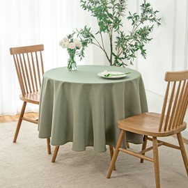maxmill Round Linen Looking Textured Tablecloth Spill-Proof Wrinkle Free Jacquard Table Cloth for Circular Table Cover, for Dining Room Buffet Banquet Parties Holiday Dinner, 70 Inch Sage Green