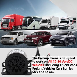 MIRKOO Backup Alarm 110dB 12V-80V DC Waterproof Industrial Heavy-Duty Backup Reverse Warning Alarm Super Loud Beeper for Truck Van Freight Car Lorry Heavy Vehicles (Equipped with wires-6PC)