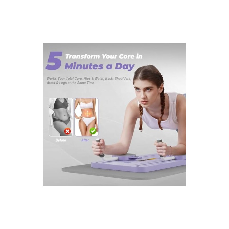 Tabla Abdominal Multifuncional,Rodillos Abdominales Plegables,con Bandas Elásticas 38 lbs en