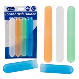 Travel Toothbrush Holder Pack - Dental Hygiene Kit with 4 Plastic Toothbrush Containers | Oral Care Portable Cover Case for Travel, School, Home